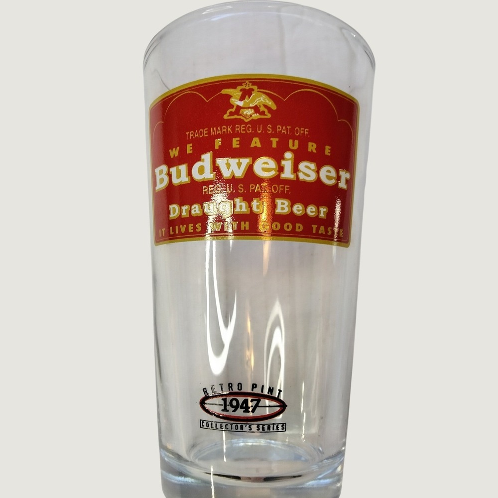 Budweiser Retro Pint 1947 Collector Series Glass 12oz Draught Beer Vintage Style - Picture 1 of 6
